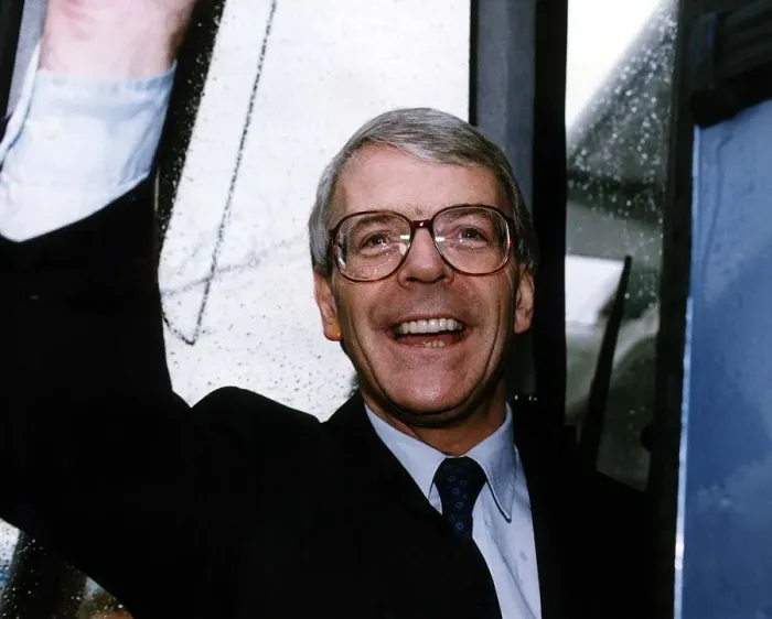 Framed Print : John Major Prime Minister had eggs thrown at him at Sainsburys superstore at Hedge End in Framed Print : John Major Prime Minister had eggs thrown at him at Sainsburys superstore at Hedge End in