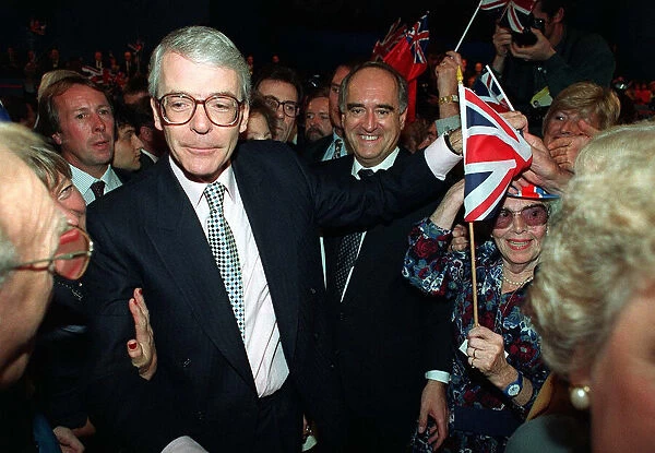 John Major Prime Minister goes walkabout after his speech at the Tory Party Conference
