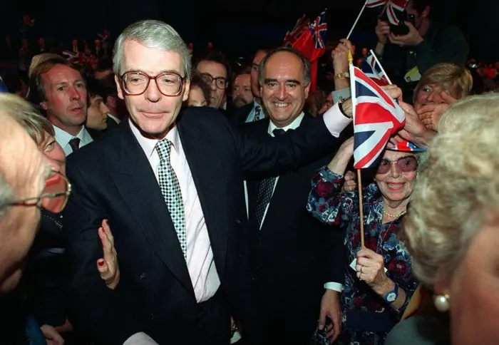 Framed Print : John Major Prime Minister goes walkabout after his speech at the Tory Party Conference Framed Print : John Major Prime Minister goes walkabout after his speech at the Tory Party Conference