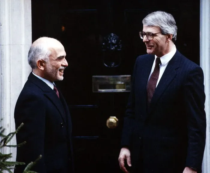 Framed Print : John Major Prime Minister meets King Hussein of Jordan outside number 10 Downing Street Framed Print : John Major Prime Minister meets King Hussein of Jordan outside number 10 Downing Street