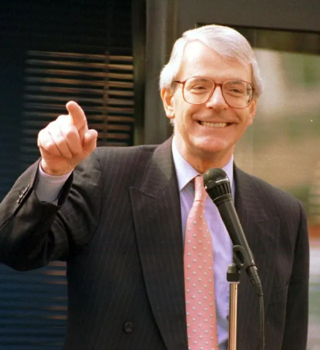 Framed Print : John Major Prime Minister points and laughs during a speech on a visit to Perth Framed Print : John Major Prime Minister points and laughs during a speech on a visit to Perth