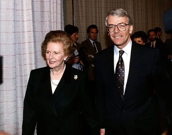 John Major Prime Minister with former Prime Minister Margaret Thatcher at the Tory Rally
