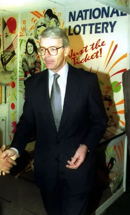 Framed Print : John Major Prime Minister visits the National Lottery stand in the Tory Conference Centre Framed Print : John Major Prime Minister visits the National Lottery stand in the Tory Conference Centre