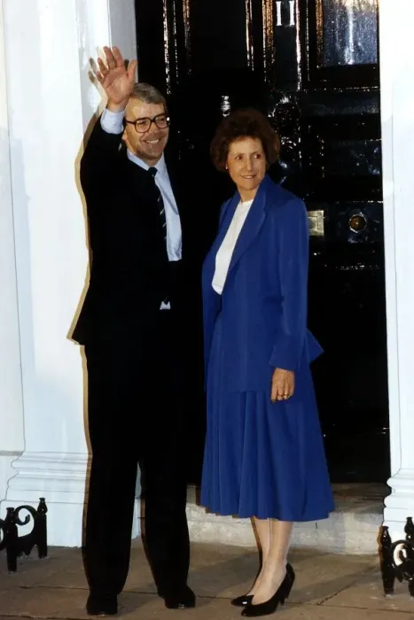 Framed Print : John Major Prime Minister with his wife Norma outside 11 Downing Street 1990