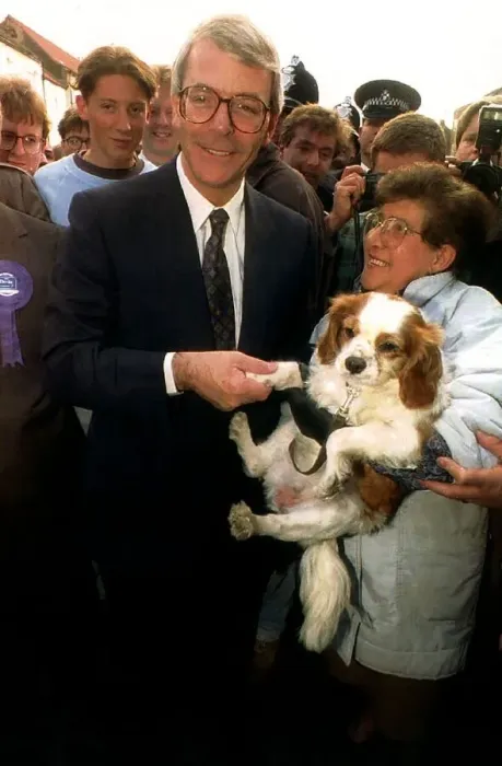 Framed Print : John Major Prime Minister in Yarm Market Newcastle 1992