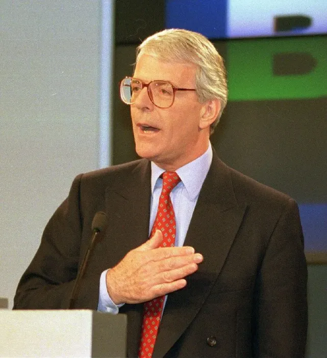 Framed Print : John Major seen here at the Conservative Party morning press conference at party Framed Print : John Major seen here at the Conservative Party morning press conference at party