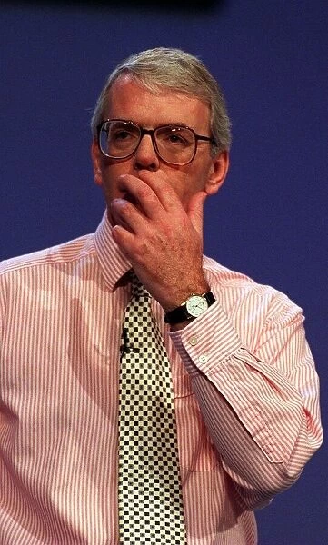 John Major during his speech at Bournemouth left hand covering his mouth