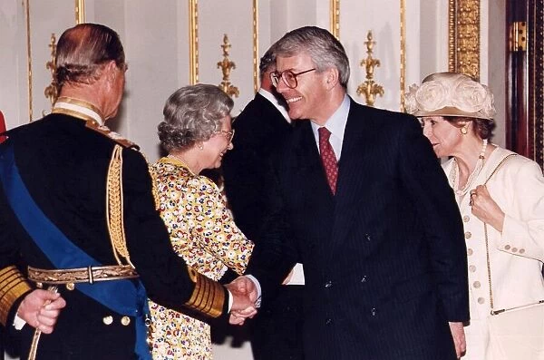 John Major and wife Norma meeting the Queen and Prince Philip at Buckingham Palace