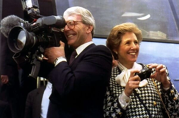John Major and his wife playing at being a new cameraman