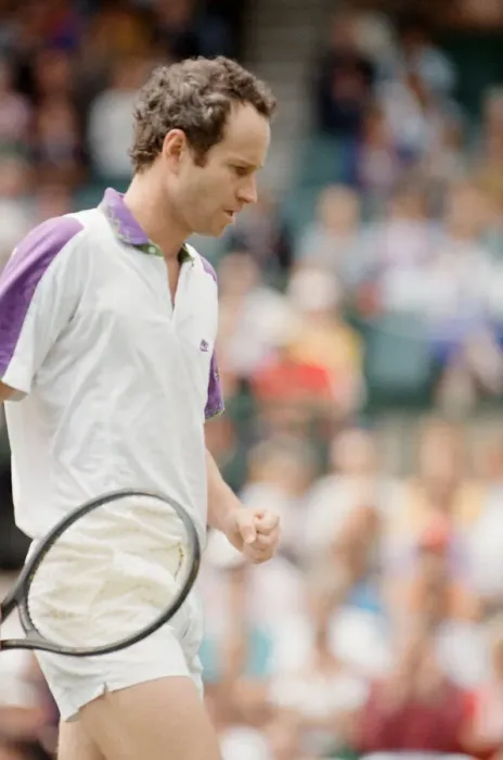 Framed Print : John McEnroe v Andre Agassi, Wimbledon Mens Semi-Final, Lawn Tennis Club, Wimbledon