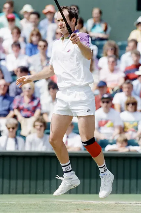 Framed Print : John McEnroe v Andre Agassi, Wimbledon Mens Semi-Final, Lawn Tennis Club, Wimbledon Framed Print : John McEnroe v Andre Agassi, Wimbledon Mens Semi-Final, Lawn Tennis Club, Wimbledon