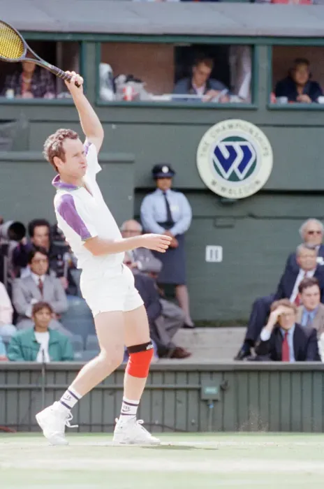 Framed Print : John McEnroe v Andre Agassi, Wimbledon Mens Semi-Final, Lawn Tennis Club, Wimbledon Framed Print : John McEnroe v Andre Agassi, Wimbledon Mens Semi-Final, Lawn Tennis Club, Wimbledon