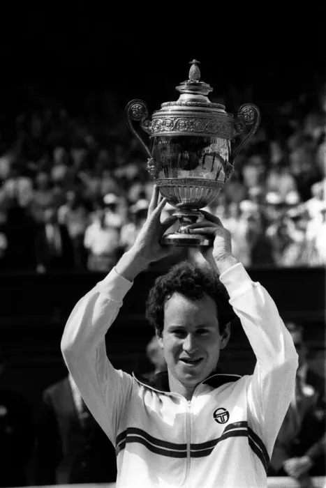 Framed Print : John Mcenroe wins the Wimbledon mens singles final in 1984 against Jimmy Connors