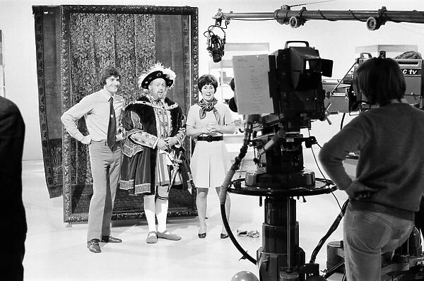 John Noakes dressed as Henry VIII during the filming of Blue Peter