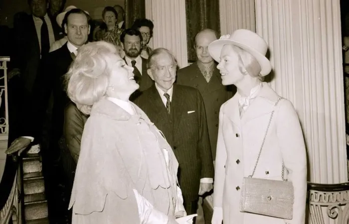 Framed Print : John Paul Getty May 1972 at Oxfam Maytime Fair with Zsa Zsa Gabour Actress