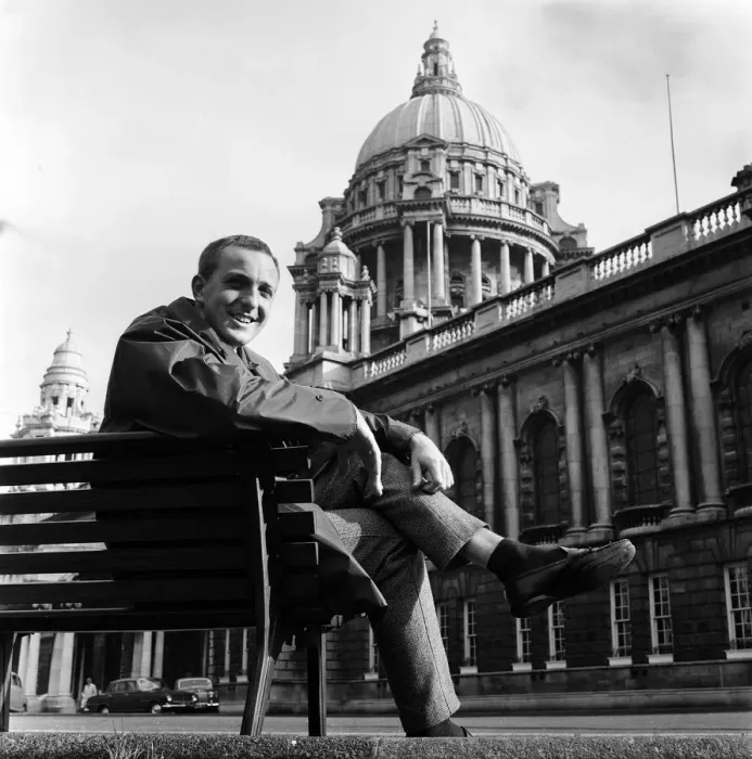Framed Print : John Pilger at City Hall, Belfast. Northern Ireland. 9th October 1963 Framed Print : John Pilger at City Hall, Belfast. Northern Ireland. 9th October 1963
