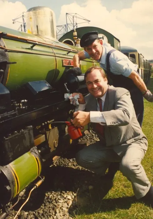 Framed Print : John Prescott with a steam train Framed Print : John Prescott with a steam train