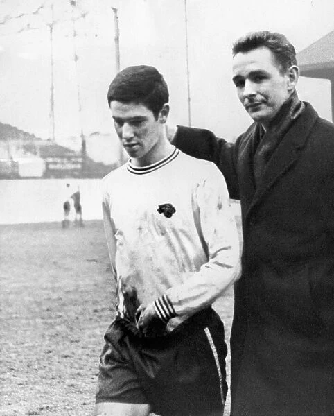 John Robson of Derby County with manager Brian Clough, 1969