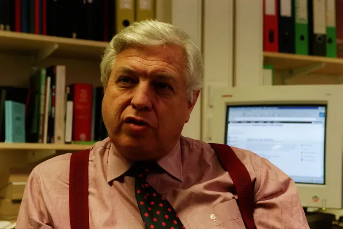 Framed Print : John Simpson News Reporter November 98 Sitting at his desk working