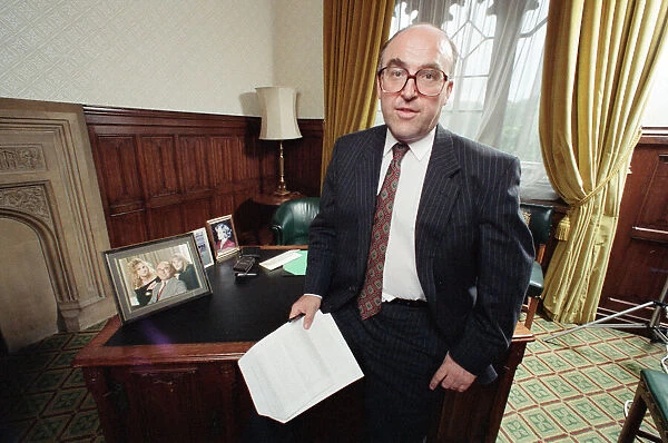 John Smith, the new leader of the Labour Party, in his office at Parliament