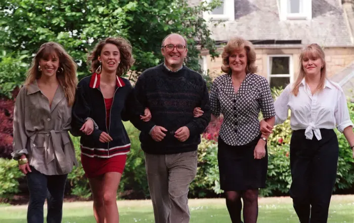 Framed Print : JOHN SMITH WITH HIS WIFE ELIZABETH SMITH AND HIS DAUGHTERS SARAH SMITH (RED TOP)