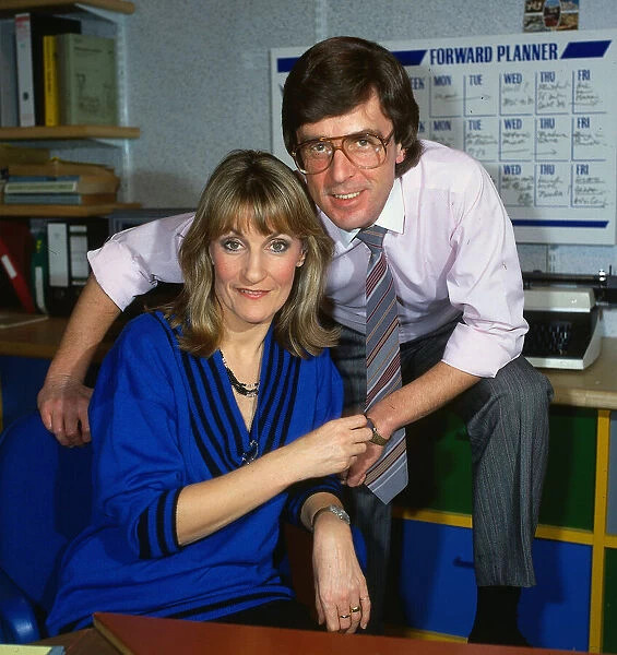 John Stapleton television presenter January 1987 with wife Lynn Faulds Wood