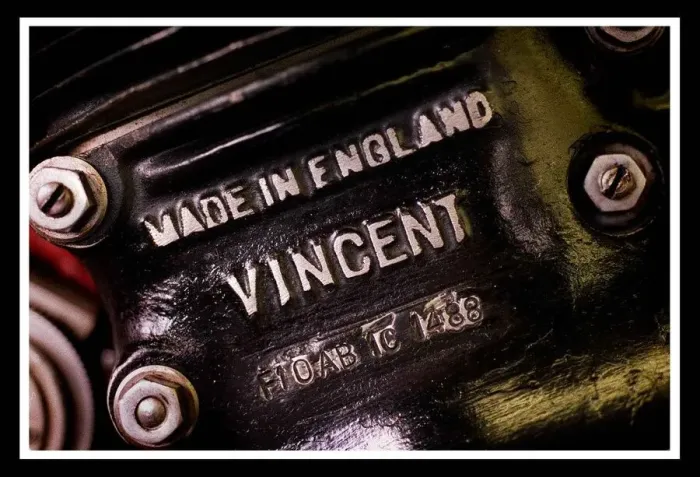 Framed Print : John Surtees motorcylce March 1999 showing registration plate Vincent Framed Print : John Surtees motorcylce March 1999 showing registration plate Vincent