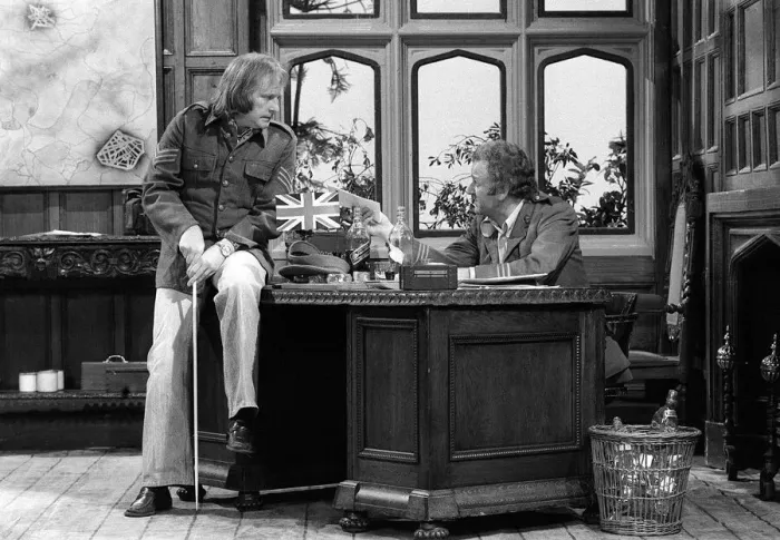 Framed Print : John Thaw and Dennis Waterman - December 1976 on the Morecambe and Wise Show