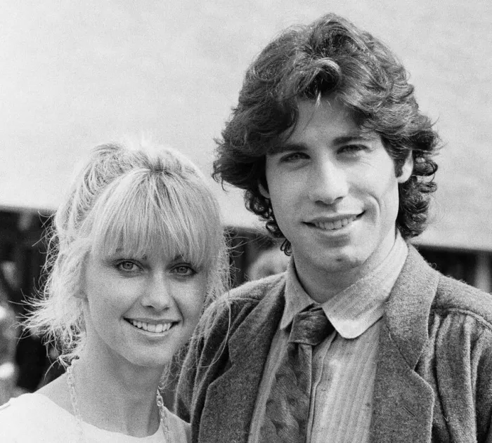Framed Print : John Travolta and his co star Olivia Newton John in England during the week of release of Framed Print : John Travolta and his co star Olivia Newton John in England during the week of release of