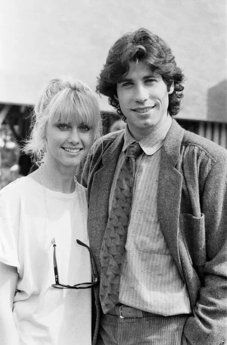 Framed Print : John Travolta and his co star Olivia Newton John in England during the week of release of Framed Print : John Travolta and his co star Olivia Newton John in England during the week of release of