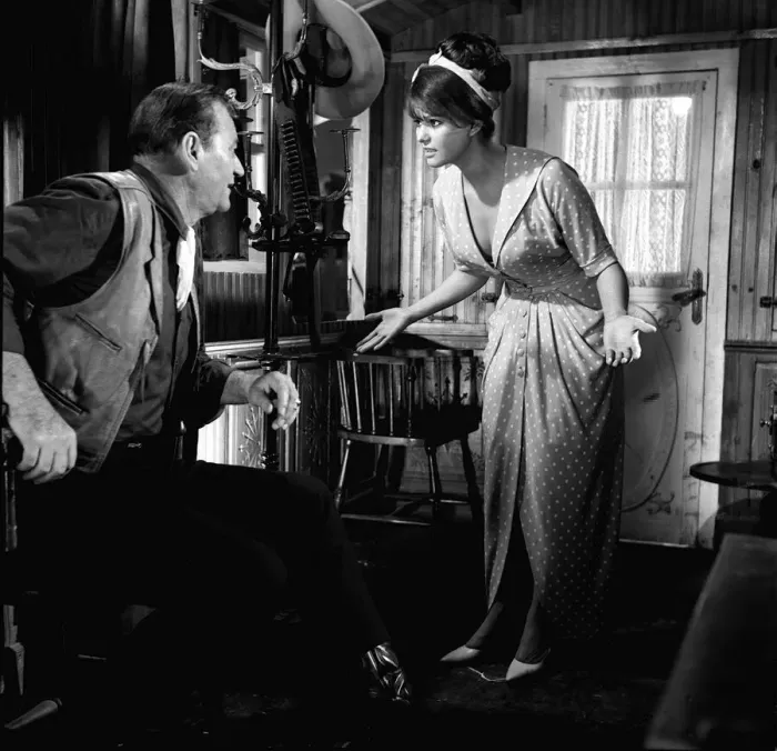 Framed Print : John Wayne & Claudia Cardinale November 1963 in a scene from the film Circus World Framed Print : John Wayne & Claudia Cardinale November 1963 in a scene from the film Circus World