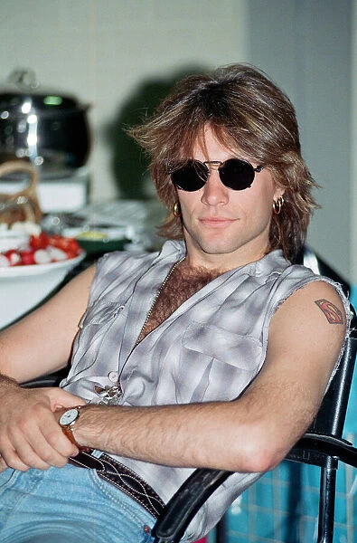 Jon Bon Jovi, lead singer of rock group Bon Jovi, pictured ahead of concert at