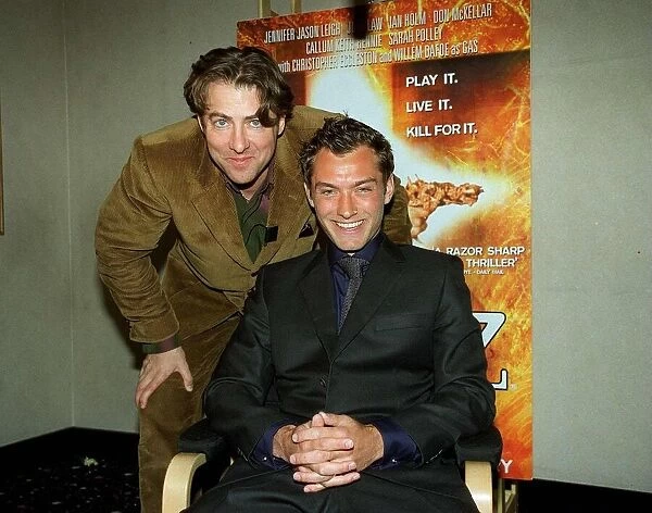 Jonathan Ross April 1999 TV presenter with Jude Law actor at Warner West End Cinema