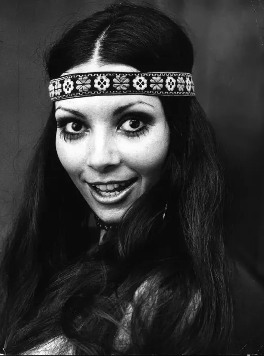 Framed Print : Joni Flynn aged 21 from Edinburgh Daily Record Cover Girl 1971 wearing headband