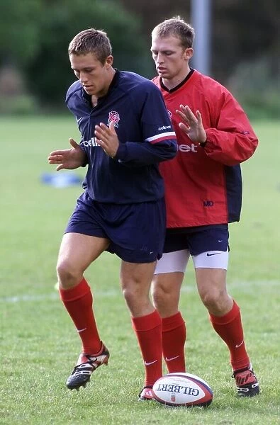 Jonny Wilkinson and Matt Dawson England training oct 1999 during Rugby Union World