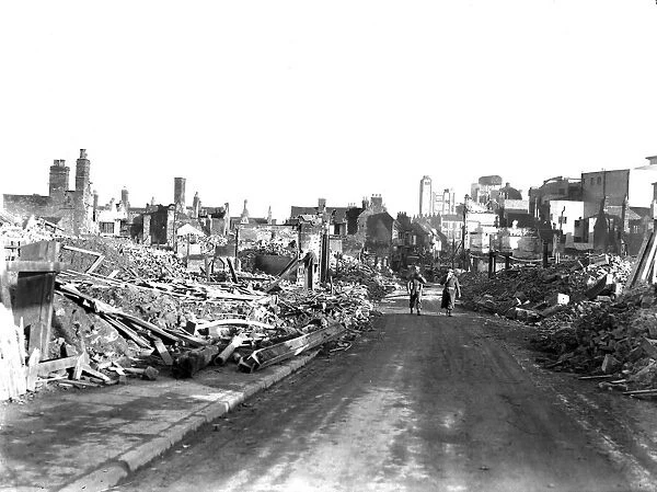 Jordan Well lays in ruins after the Coventry blitz of 14th November 1940