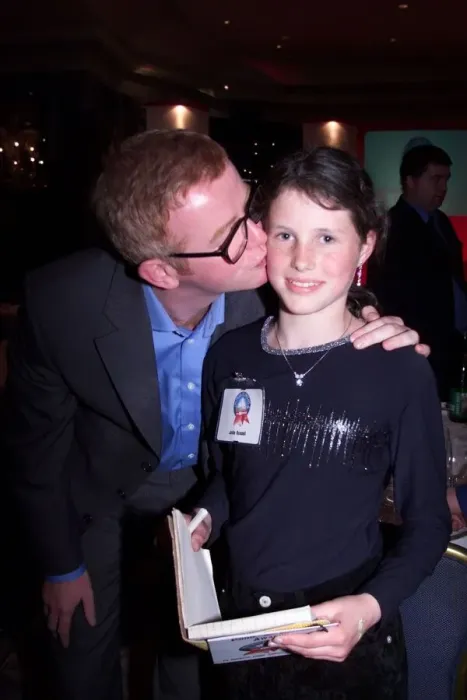 Framed Print : Josie Russell gets a kiss from Chris Evans May 1999 at The Mirror Pride of Britain