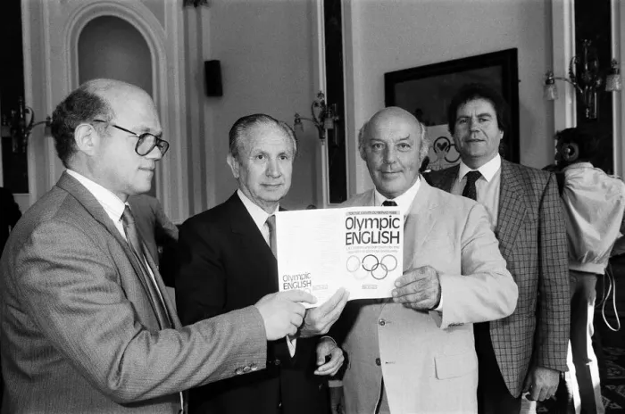 Framed Print : Juan Antonio Samaranch, President of the International Olympic Committee on a visit to