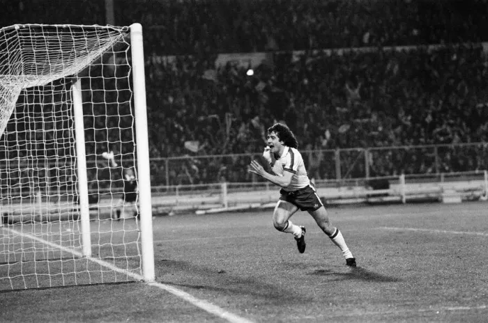 Framed Print : Jubilant Kevin Keegan after scoring Englands opening goal during the England v Framed Print : Jubilant Kevin Keegan after scoring Englands opening goal during the England v