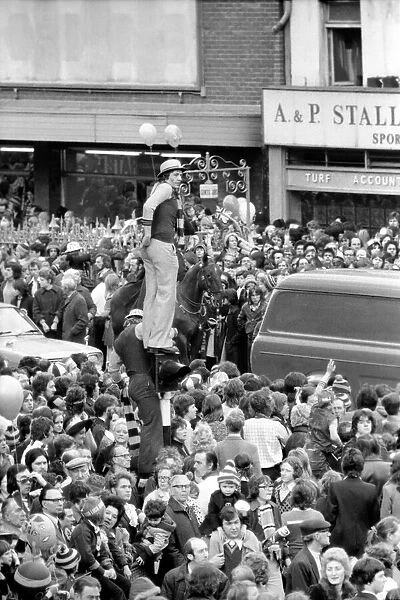 Jubilant West Ham fans gathered outside Newham Town Hall as the West HAm team arrive at
