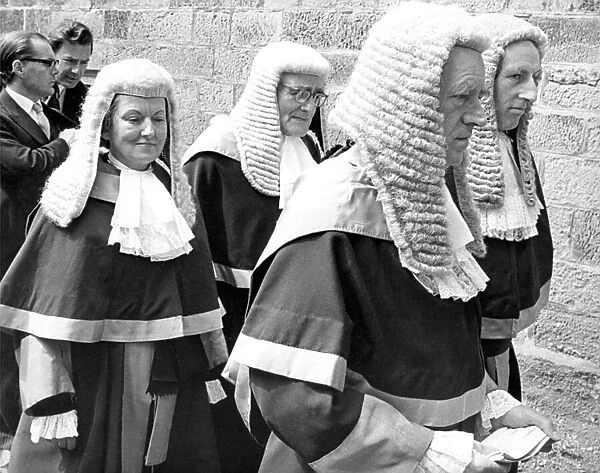 The judges procession at Hexham Abbey for the High Shefiffs service in June 1980