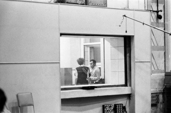 Judy Garland with Lionel Bart at the EMI studios in St Johns Wood recording Maggie May