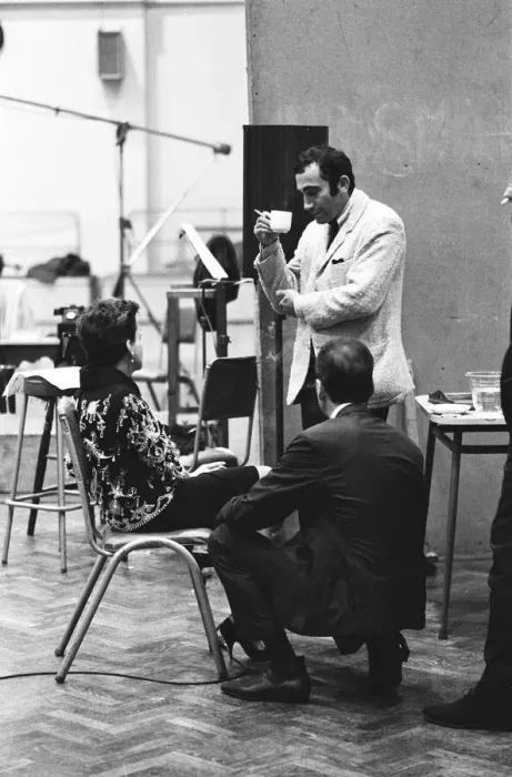 Framed Print : Judy Garland with Lionel Bart at the EMI studios in St Johns Wood recording Maggie May Framed Print : Judy Garland with Lionel Bart at the EMI studios in St Johns Wood recording Maggie May