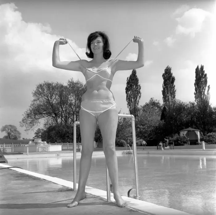 Framed Print : Judy Roberts who has an unusual job she is a swimming costume tester Framed Print : Judy Roberts who has an unusual job she is a swimming costume tester