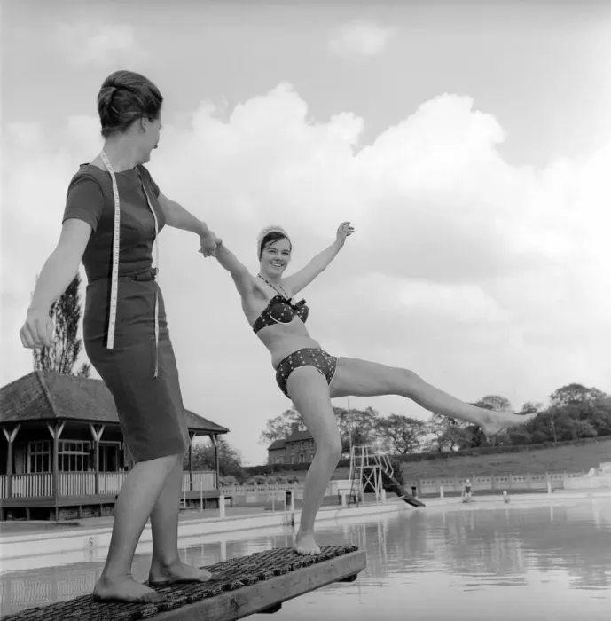Framed Print : Judy Roberts who has an unusual job she is a swimming costume tester Framed Print : Judy Roberts who has an unusual job she is a swimming costume tester