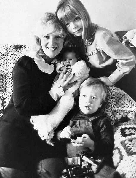 Julia Foster with children Tamara, Ben and Emily at home during interview feature
