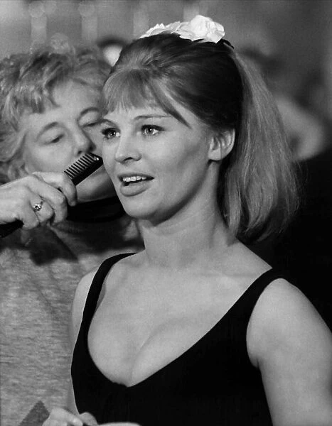 Julie Christie British actress having hair combed 1964