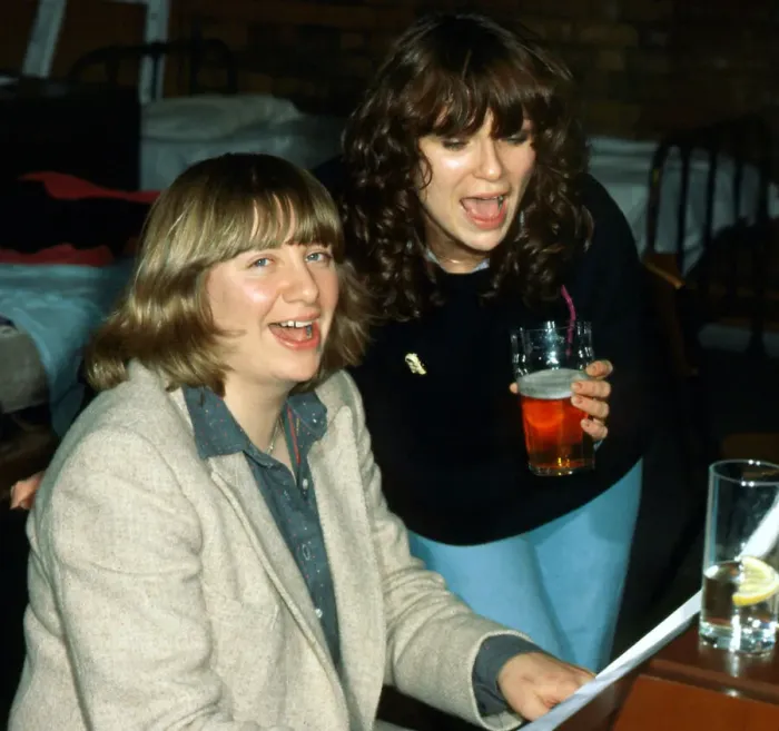 Framed Print : Julie Walters with Victoria Wood January 1986