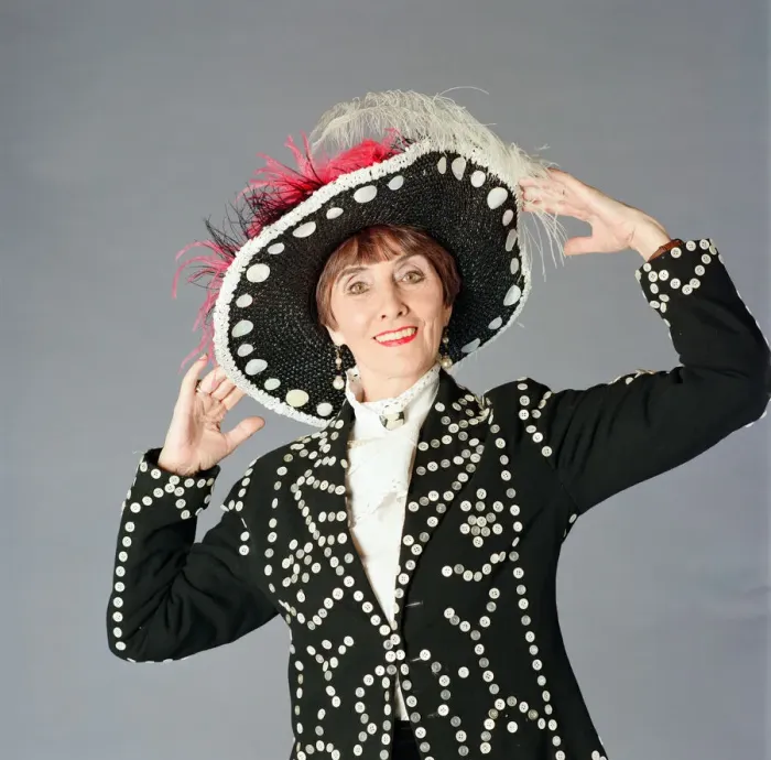 Framed Print : June Brown dressed as a Pearly Queen. 24th January 1995