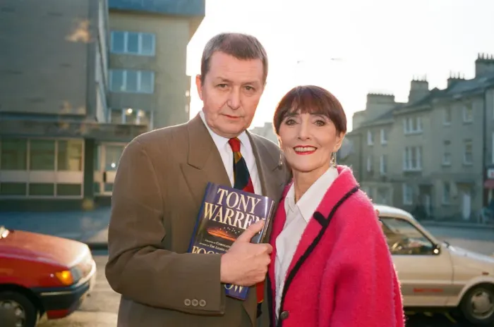 Framed Print : June Brown and Tony Warren at the Theatre Royal, Bath. 7th January 1994 Framed Print : June Brown and Tony Warren at the Theatre Royal, Bath. 7th January 1994